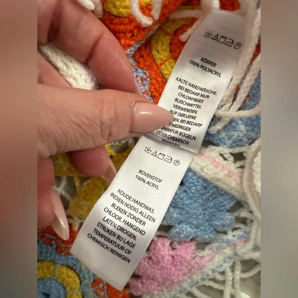 House of Harlow 1960 Crochet Floral Fringe Sweater Boho Festival One Size NWOT - Picture 6 of 6